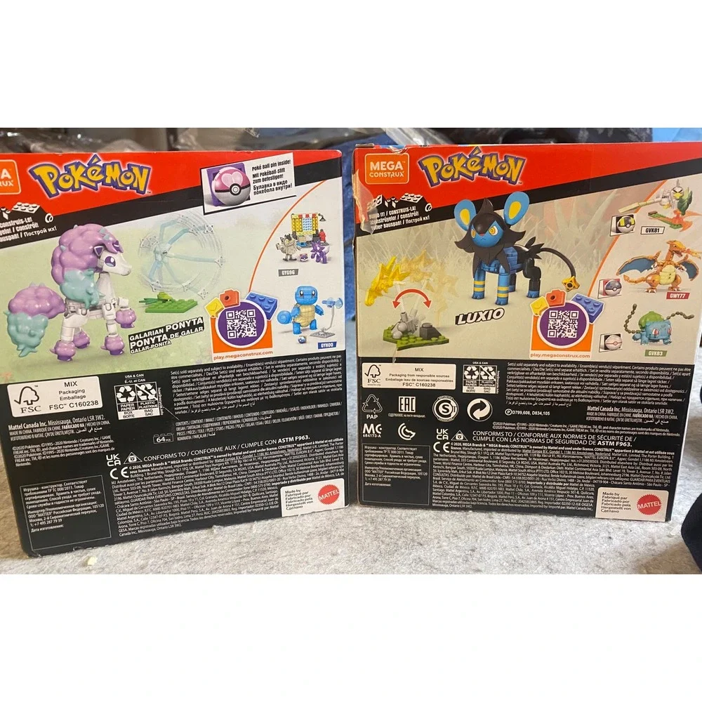 Mega Construx Pokemon Galarian Ponyta & Luxio Building Sets LOT OF 2
